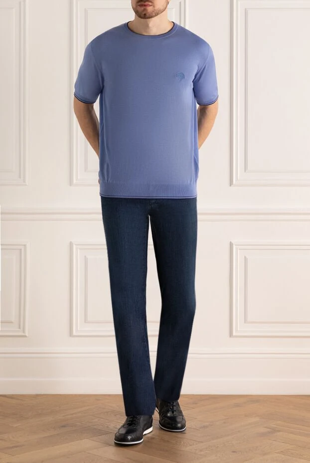 Stefano Ricci джемпер с коротким рукавом из хлопка голубой мужской 169161 - фото 2