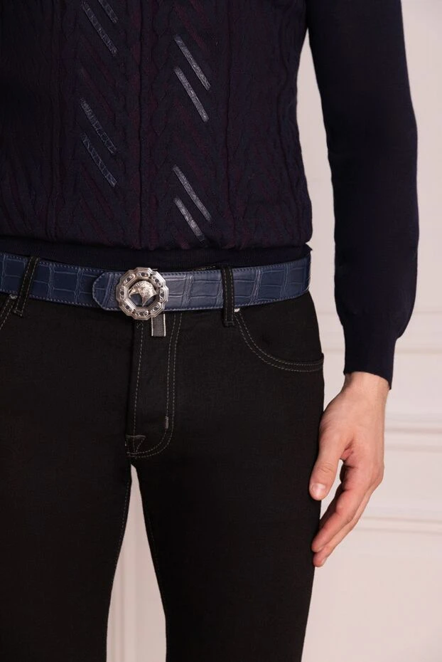 Stefano Ricci crocodile leather belt blue for men 169172 - photo 2