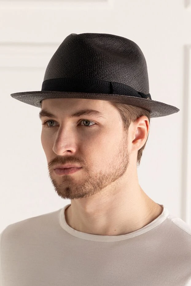 Stefano Ricci шляпа из соломки черная мужская 169174 - фото 2