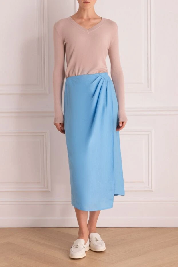 Loro Piana woman blue linen skirt for women 169181 - photo 2