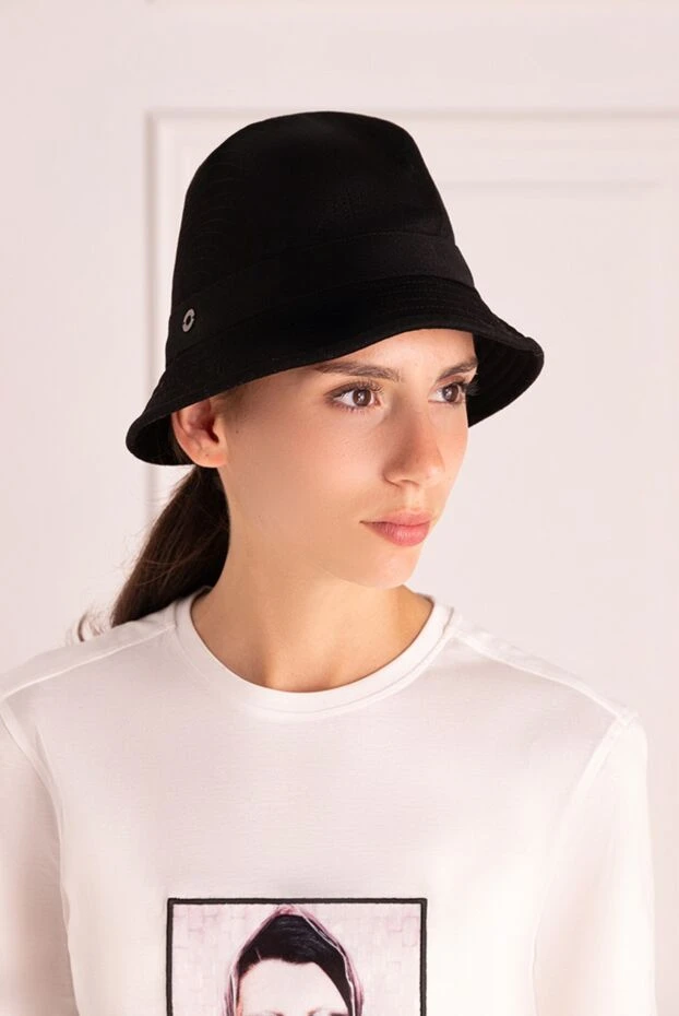 Loro Piana woman black cashmere panama hat for women 169216 - photo 2