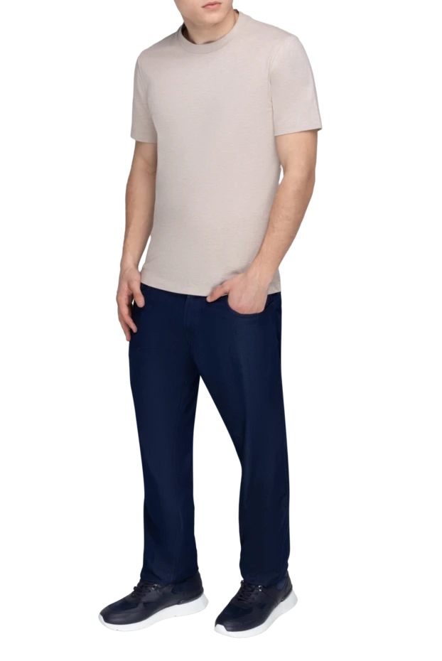 Beige cotton T-shirt for men - photo 2