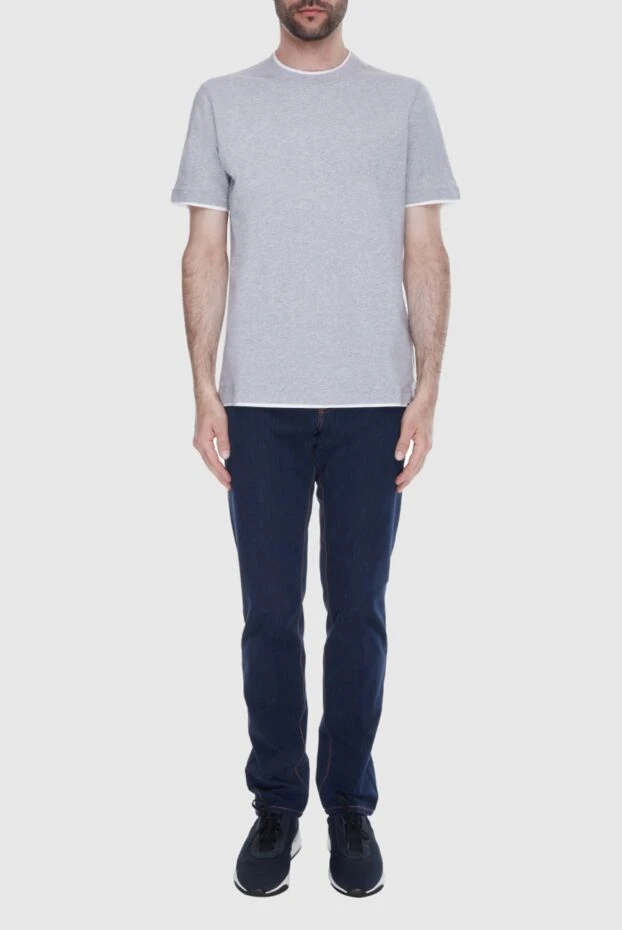 Brunello Cucinelli футболка з бавовни сіра чоловіча 169226 - фото 2