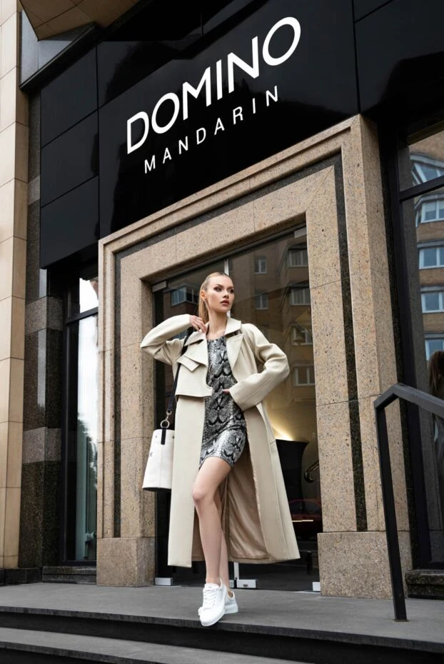 Giuseppe Di Morabito платье бежевое с змеиным узором на цепочке женское 169263 - фото 2