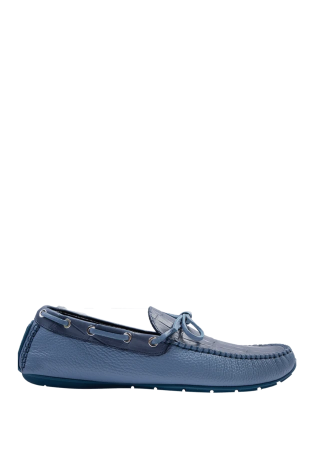 Cesare di Napoli man moccasins for men made of nubuck and alligator skin blue buy with prices and photos 169277 - photo 1