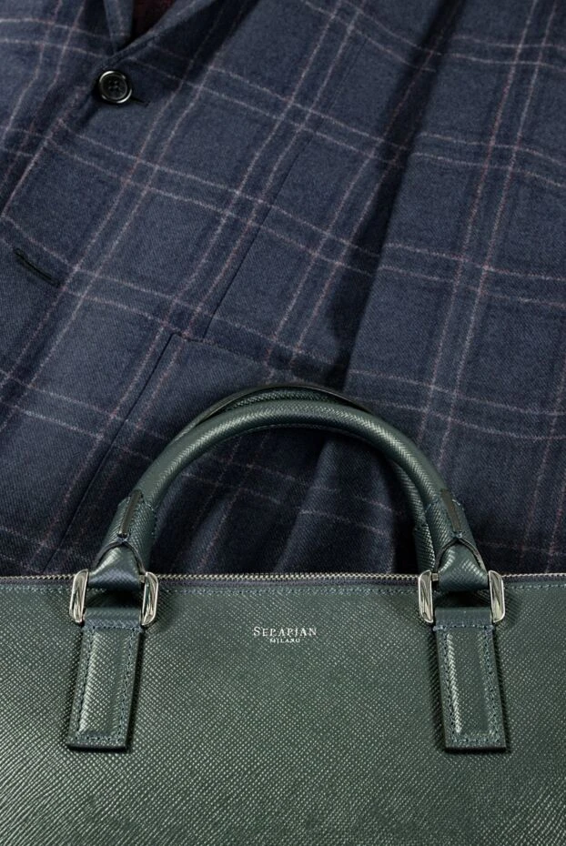 Піджак чоловічий у синьо-графітову клітку із сучасним кроєм - фото 2