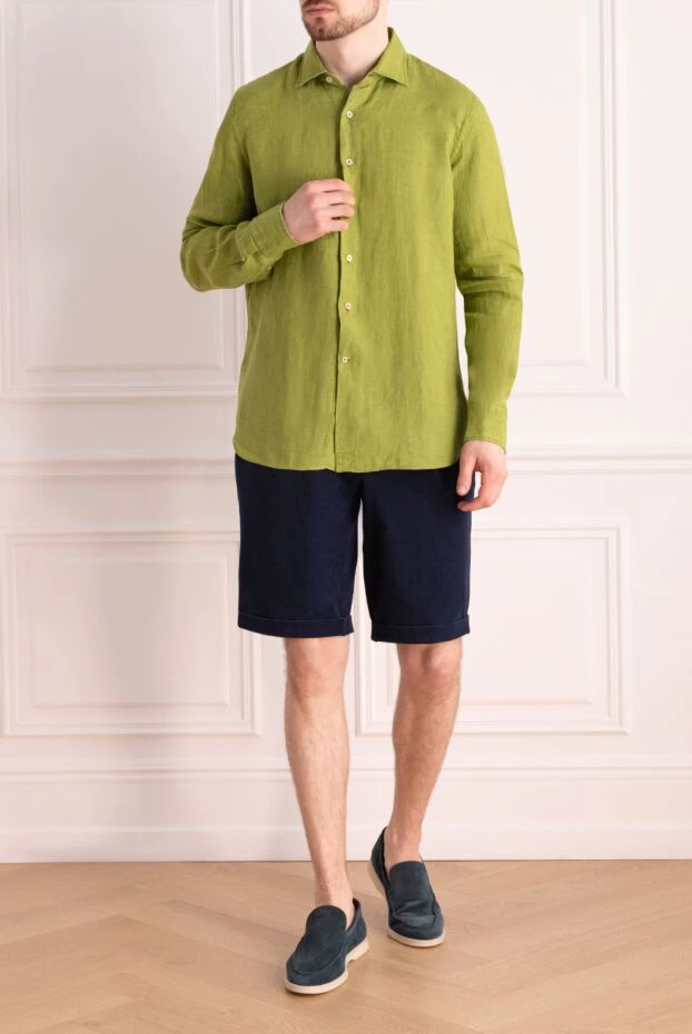 Alessandro Gherardi man men's green linen shirt buy with prices and photos 169361 - photo 2