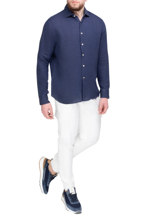 Alessandro Gherardi мужские сорочка из льна синяя мужская купить с ценами и фото 169362 - фото 2