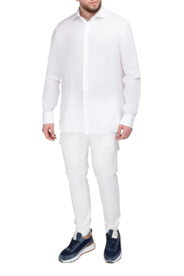 Alessandro Gherardi мужские сорочка из льна белая мужская купить с ценами и фото 169365 - фото 2