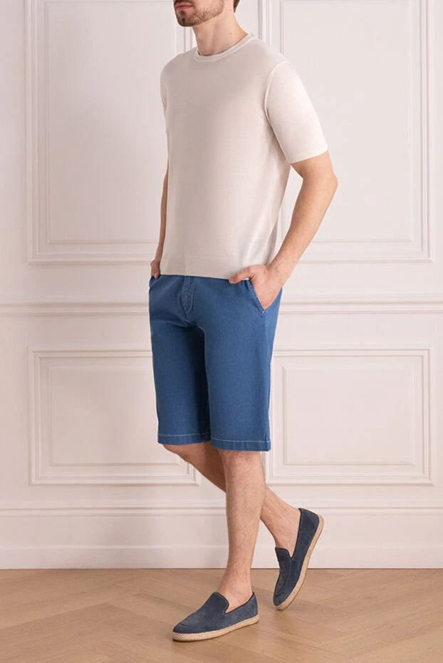 Scissor Scriptor blue cotton and polyamide shorts for men 197106 - photo 2