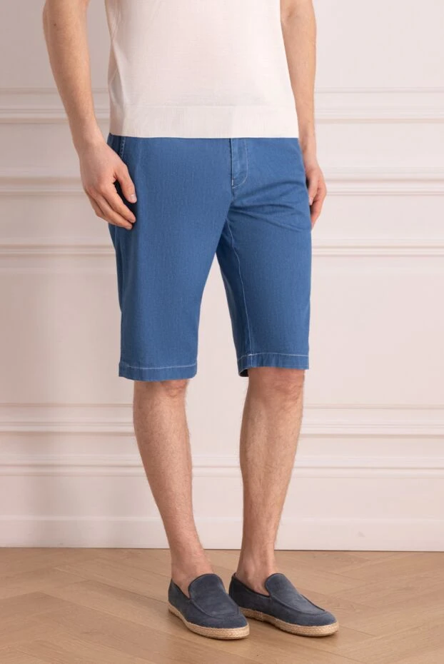 Scissor Scriptor blue cotton and polyamide shorts for men 197106 - photo 3