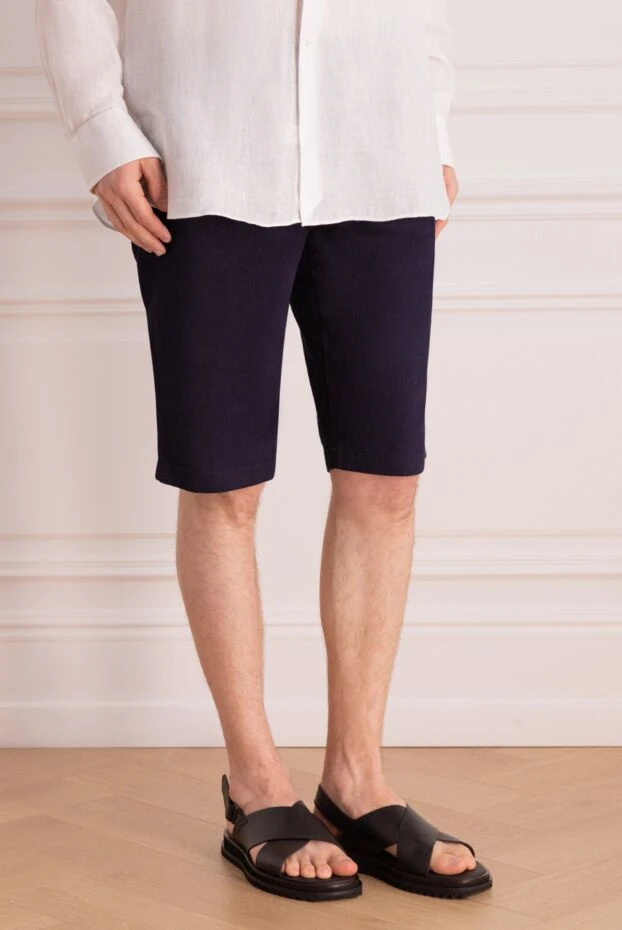 Scissor Scriptor men's navy denim shorts with comfortable adjustable waistband 197091 - photo 3