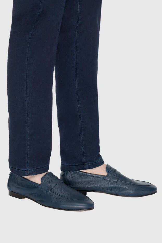 Andrea Ventura man blue leather loafers for men 169540 - photo 2