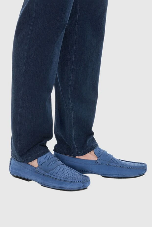 Cesare di Napoli man moccasins for men made of nubuck blue 169567 - photo 2