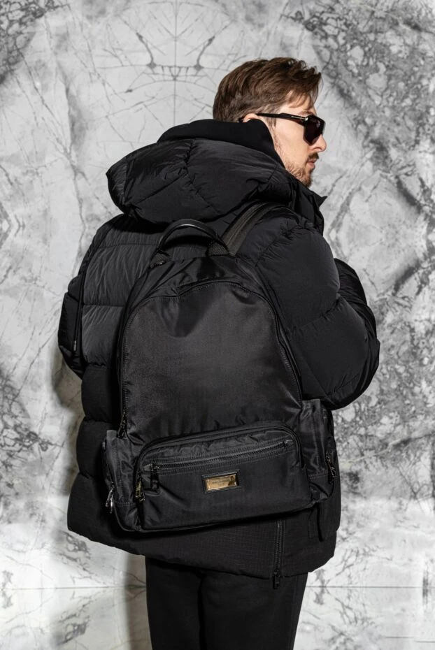 Dolce & Gabbana men's black backpack made of matte fabric with three compartments and branded fittings 169585 - photo 3