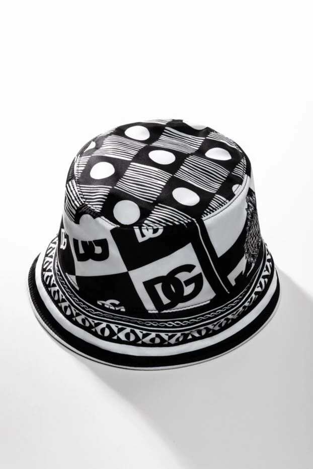 Нейлонова панама із оригінальним принтом логотипу чорно-біла - фото 2