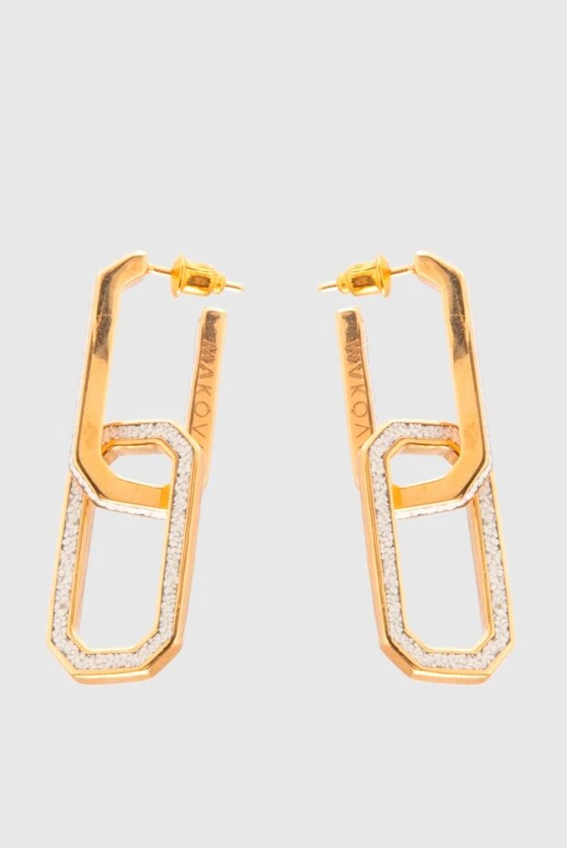 Makova earrings for women yellow with white crystals 169589 - photo 1