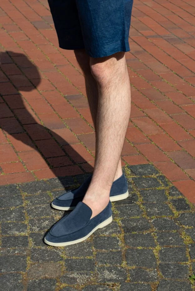 Loro Piana blue men's suede slip-on shoes italy 169649 - photo 3