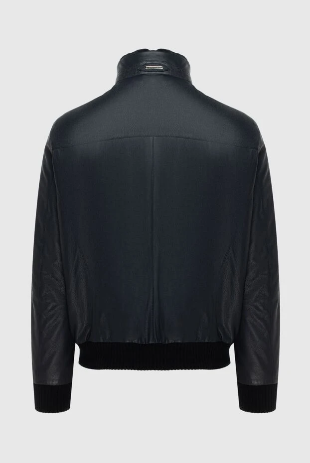 Куртка на хутрі з натуральної шкіри та шкіри крокодила чорна чоловіча - фото 2