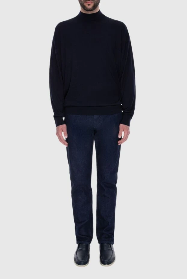 Loro Piana man men's jumper with a high stand-up collar made of wool, blue buy with prices and photos 169696 - photo 2