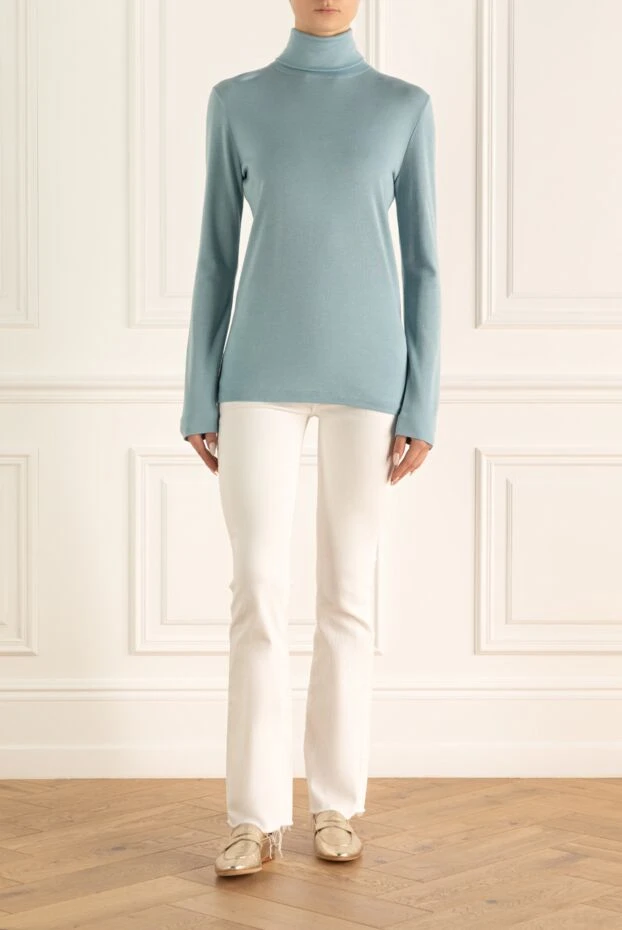 Loro Piana woman blue cashmere and silk golf for women buy with prices and photos 169706 - photo 2
