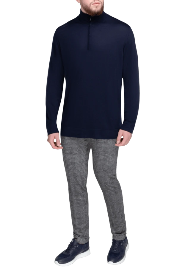 Loro Piana man cashmere, fleece and silk troyer blue for men 169778 - photo 2