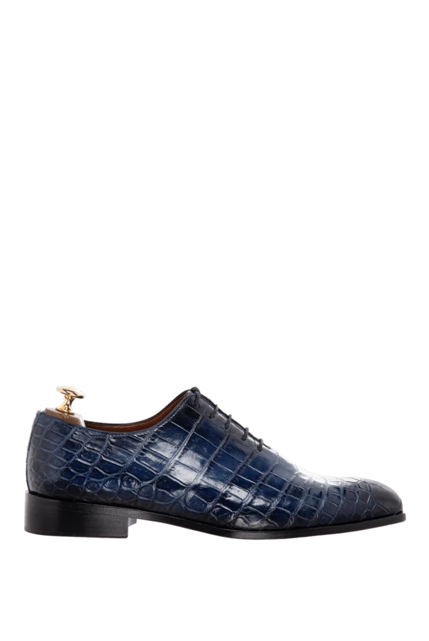 Brioni туфли мужские из кожи и кожи крокодила синие 169790 - фото 1