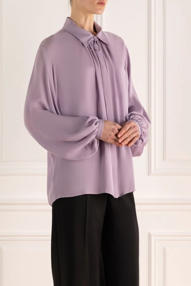 Khaite women's silk blouse with a loose fit purple 195585 - photo 3