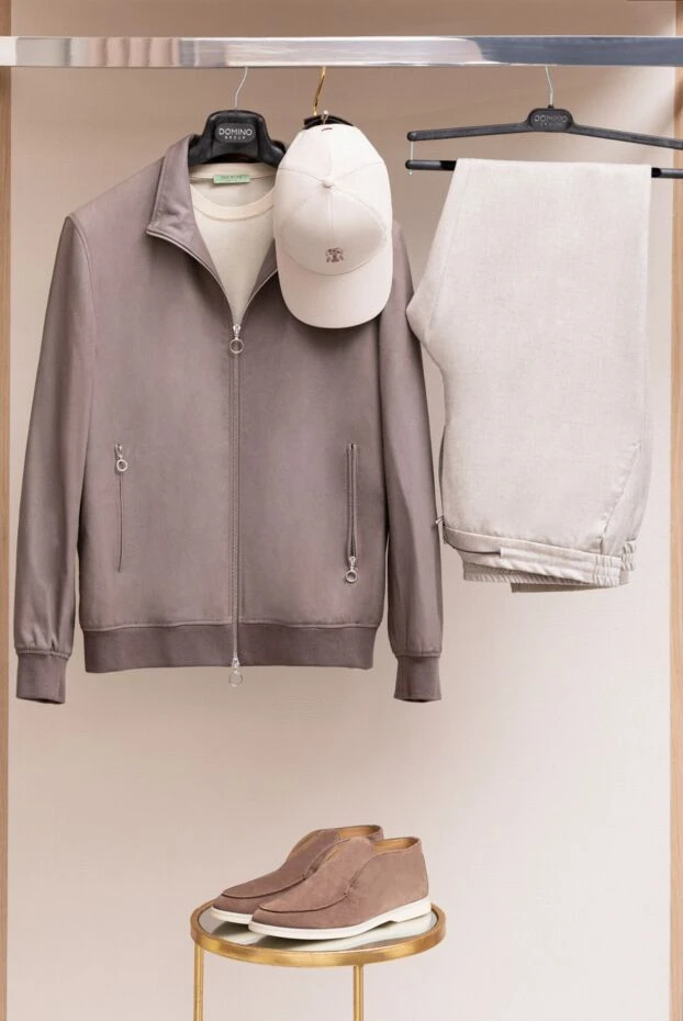 Tombolini men's beige wool trousers with ties at the waist 169823 - photo 2