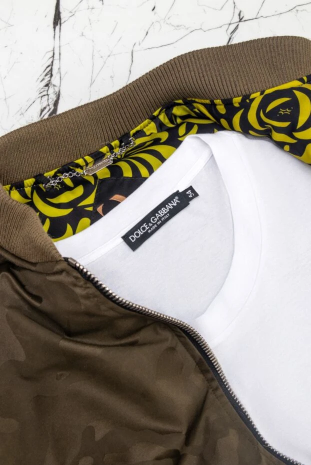 Billionaire укорочений чоловічий пуховик кольору хакі із фактурним принтом 169826 - фото 3