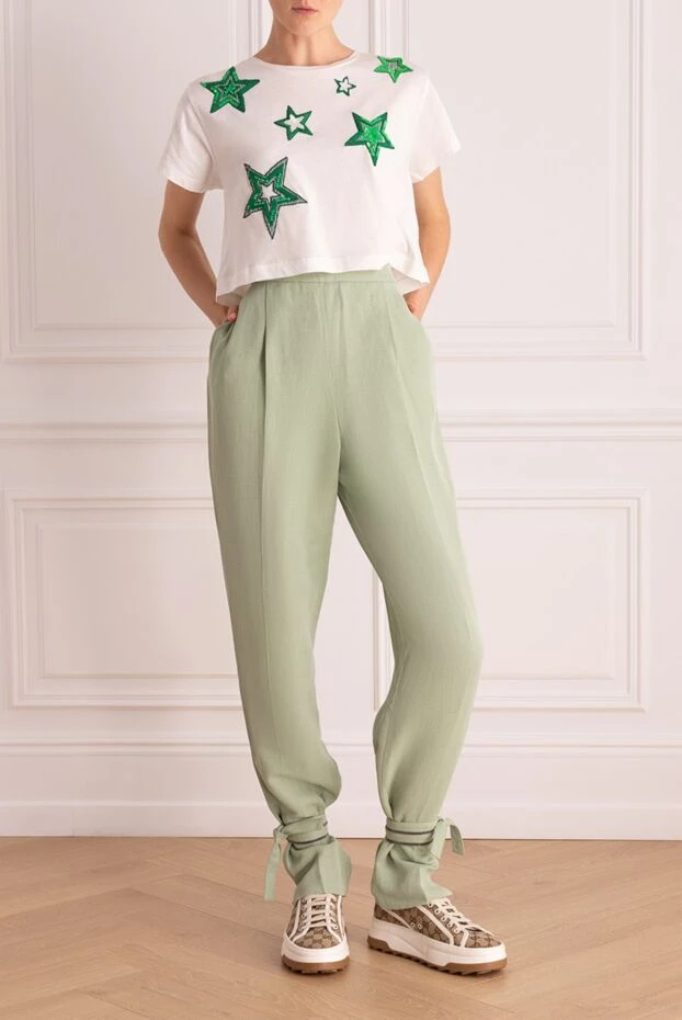 Fabiana Filippi woman green viscose and linen trousers for women buy with prices and photos 169872 - photo 2