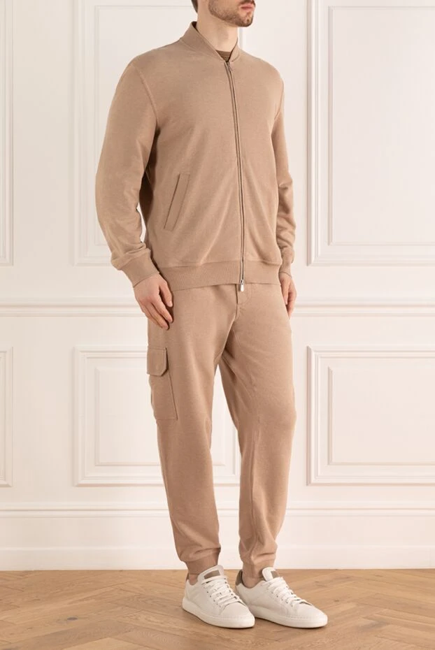 Brunello Cucinelli бежевый спортивный костюм из хлопкового трикотажа 169906 - фото 3