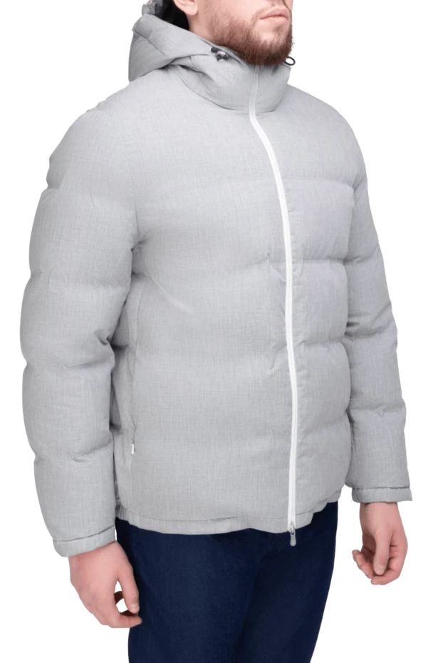 Brunello Cucinelli пуховик мужской из хлопка серый 169907 - фото 3