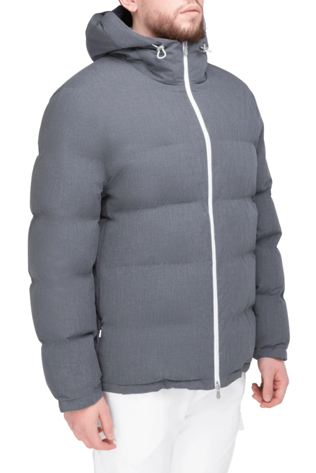 Brunello Cucinelli пуховик мужской из хлопка серый 169908 - фото 3