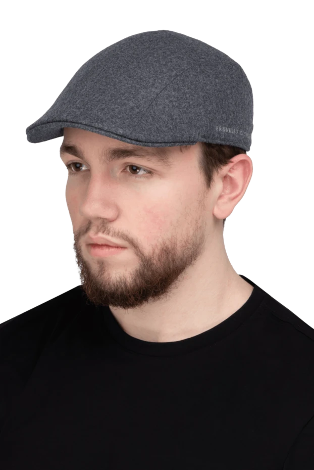 Brunello Cucinelli кепка з бавовни сіра чоловіча 169920 - фото 2