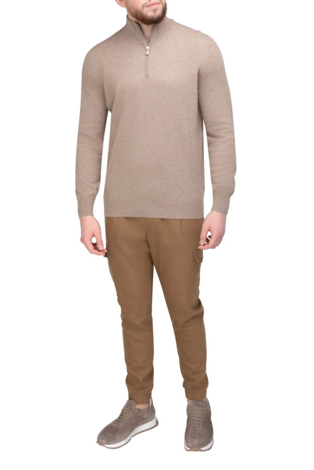 Brunello Cucinelli тройер из кашемира бежевый мужской 169930 - фото 2