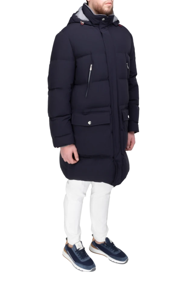 Brunello Cucinelli пуховик мужской из акрила синий 169985 - фото 3