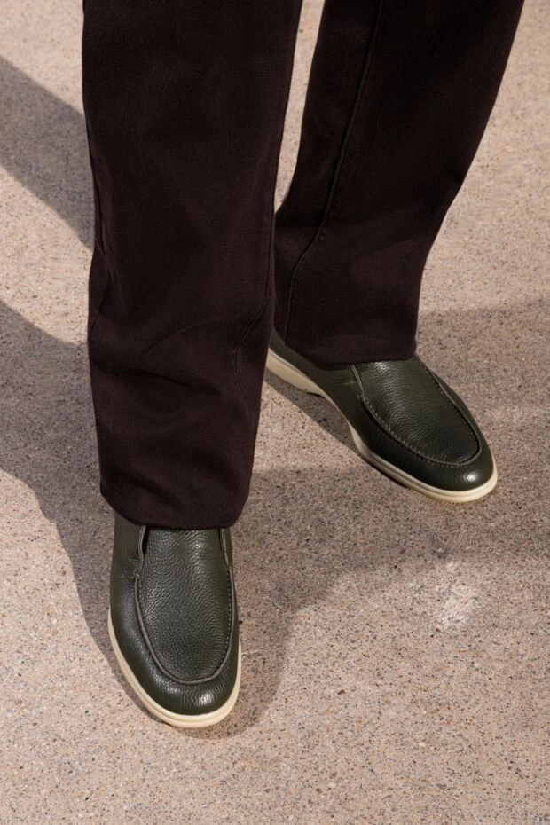 Cesare di Napoli high-top green leather loafers for men 170005 - photo 3