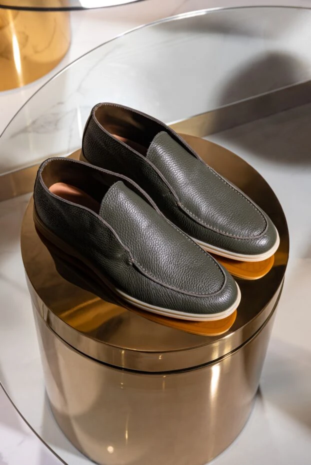 Cesare di Napoli high-top green leather loafers for men 170005 - photo 3