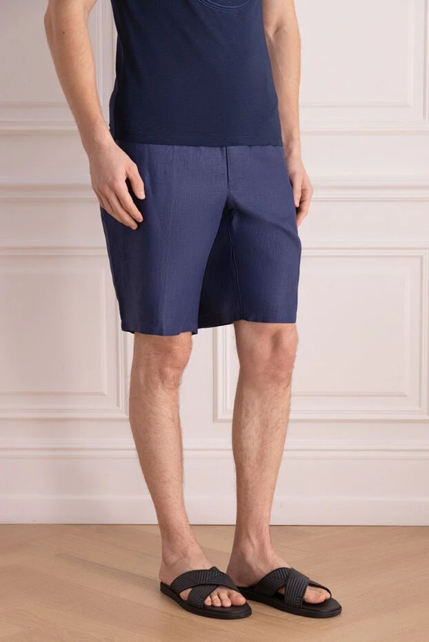 Stefano Ricci blue linen shorts for men 170022 - photo 3