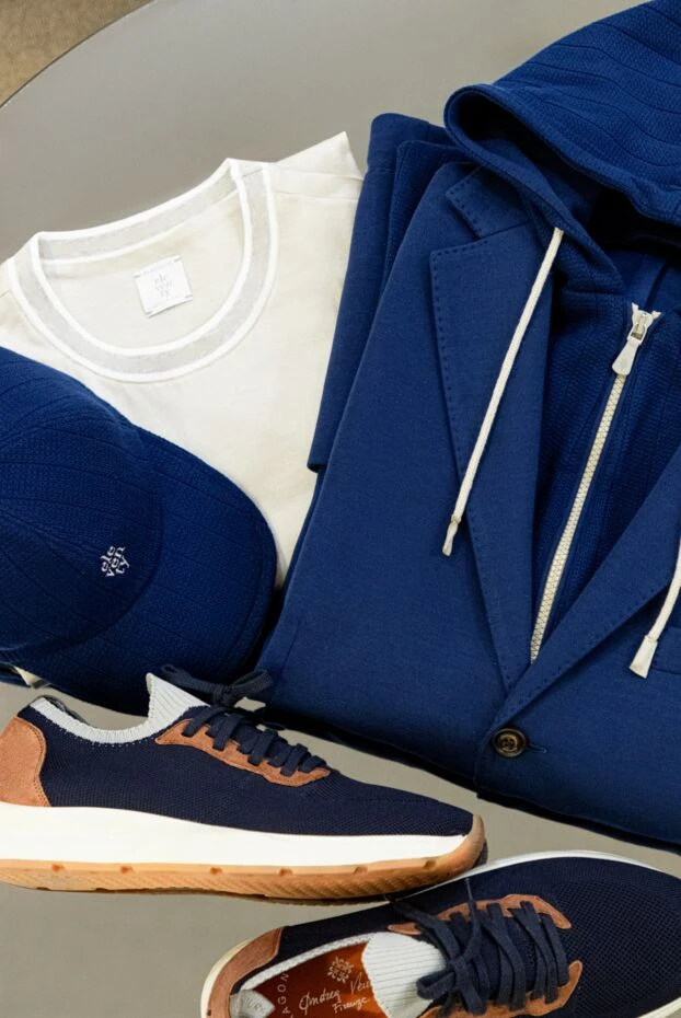 Knitted sneakers with brown suede trim - photo 2