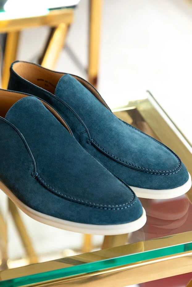 Loro Piana blue suede loafers high top without laces men's casual 170070 - photo 2