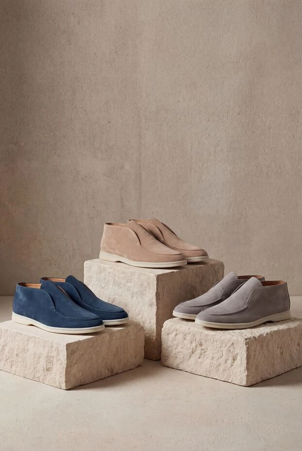 Loro Piana синие замшевые лоферы высокие без шнурков мужские повседневные 170070 - фото 2