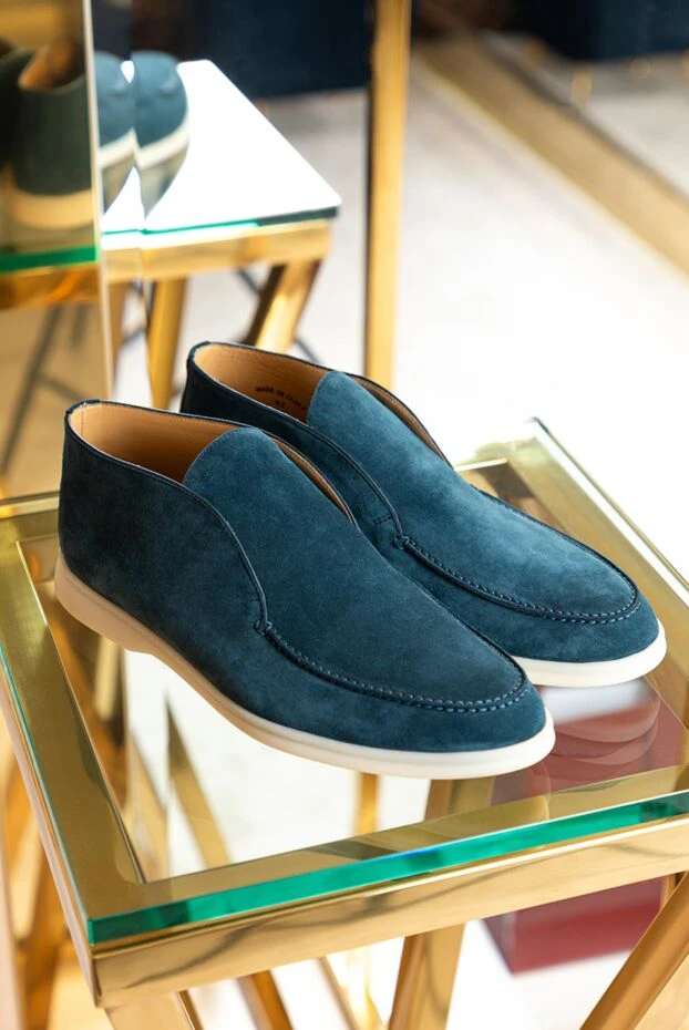 Loro Piana blue suede loafers high top without laces men's casual 170070 - photo 3