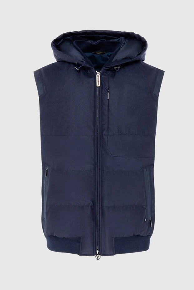 Blue wool and cashmere vest for men - photo 1