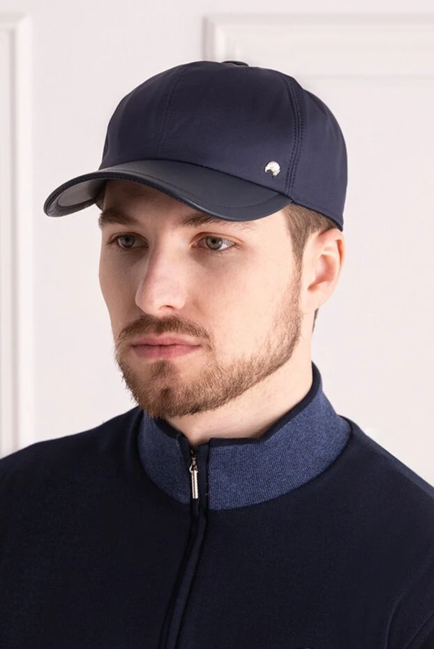 Stefano Ricci blue leather and silk cap for men 170088 - photo 2