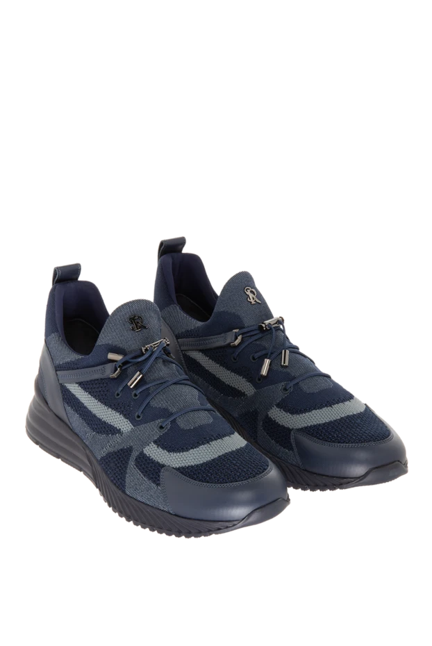 Stefano Ricci blue textile and leather sneakers for men 170091 - photo 3