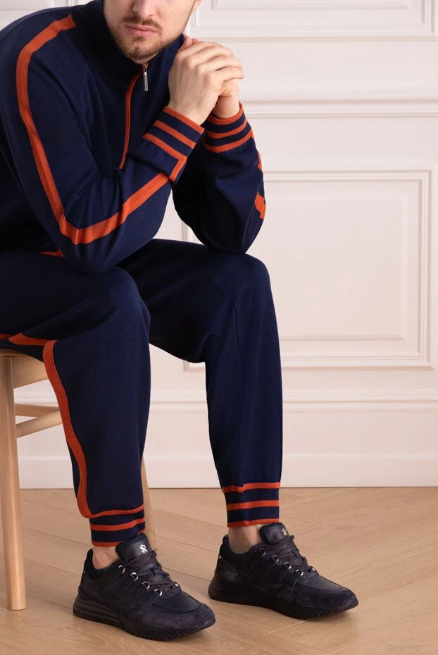 Stefano Ricci blue suede and leather sneakers for men 170092 - photo 2