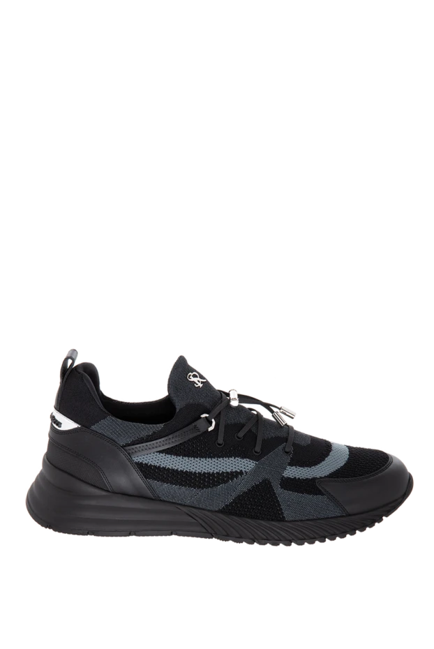 Кроссовки из текстиля и кожи черные мужские - фото 1