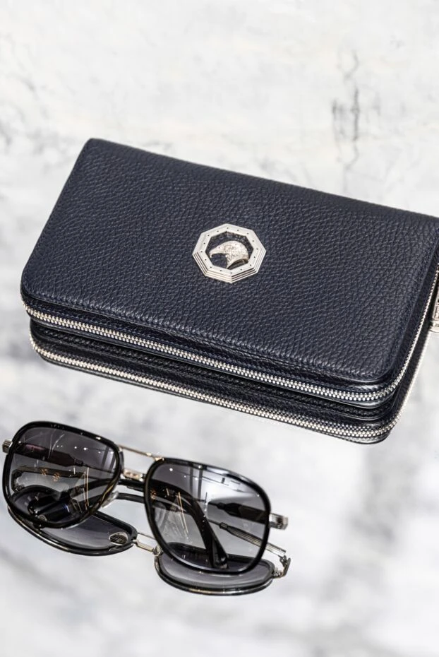 Клатч мужской из натуральной кожи синий - фото 2